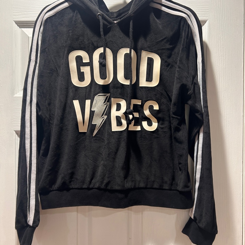 Velour “Good Vibes” Hoodie Size 11-13 Girls (L)